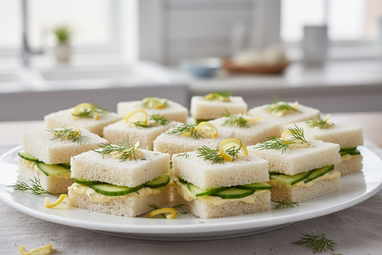 Cucumber Dill with Lemon Creme finger sandwiches