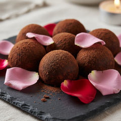 Dark Chocolate Truffles with Rose Petals