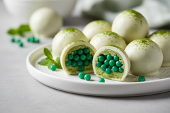White chocolate + matcha pearls truffles
